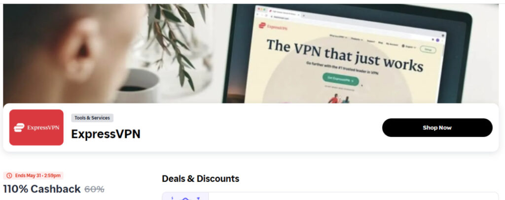 ExpressVPN 110% Cashback shopback
