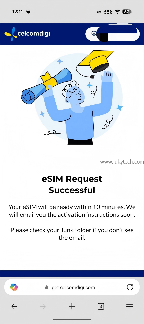 完成后等待邮箱二维码就行了,实测xesim 可以扫描
